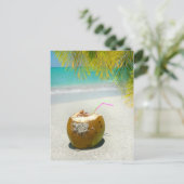Carte Postale Cocotier tropical sur une plage des Caraïbes (Debout devant)