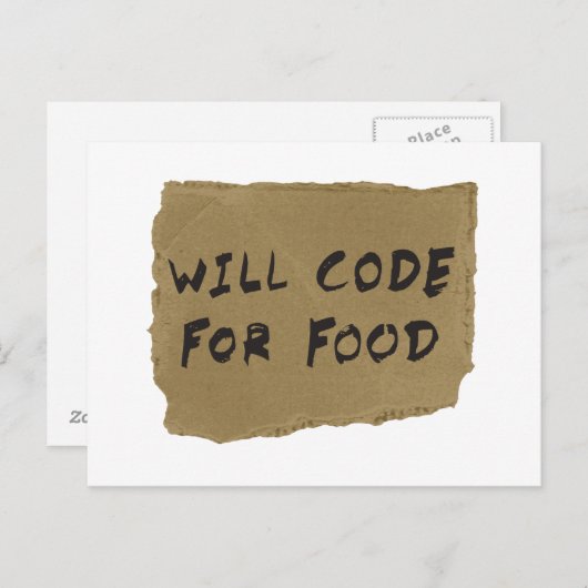 Carte Postale Code Alimentaire (Devant / Derrière)