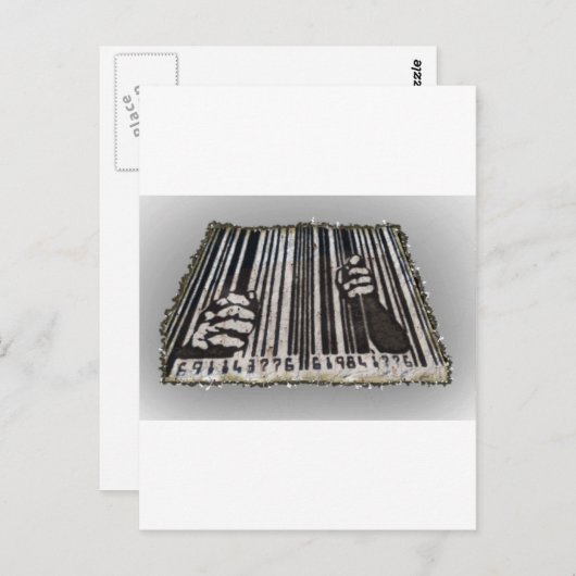 CARTE POSTALE CODE BARRE DE PRISON (Devant / Derrière)