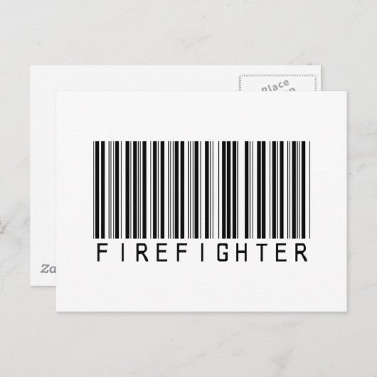 Carte Postale Code barre pompier (Devant / Derrière)