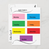 Carte Postale Code de couleur Code informatique Identificateurs  (Devant / Derrière)