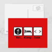 Carte Postale code de sommeil manger Nerd (Devant / Derrière)