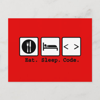 Carte Postale code de sommeil manger Nerd