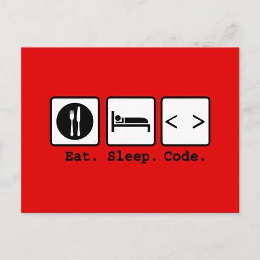 Carte Postale code de sommeil manger Nerd (Devant)