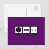 Carte Postale code de sommeil manger Nerd (Devant / Derrière)