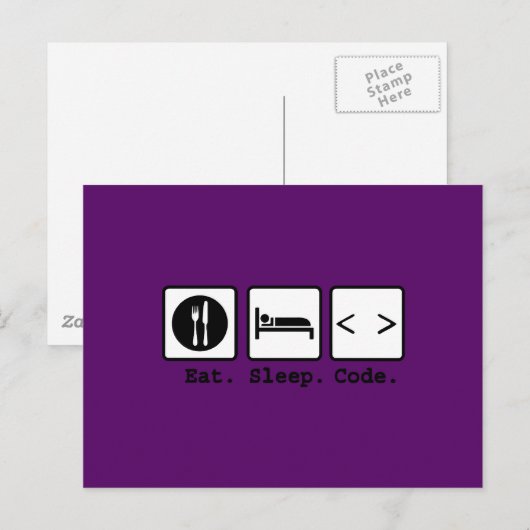 Carte Postale code de sommeil manger Nerd (Devant / Derrière)