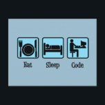 Carte Postale Code de veille<br><div class="desc">Si vous travaillez dans la programmation informatique,  vous passez toute la journée à manger,  dormir et coder des programmes informatiques. Un drôle de cadeau de codeur pour un major en informatique qui vit pour le piratage et travaille en binaire. Un cadeau geek génial pour quelqu'un qui aime les ordinateurs.</div>