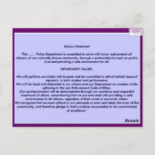 CARTE POSTALE CODE D'ÉTHIQUE DE L'APPLICATION DE LA LOI (Dos)