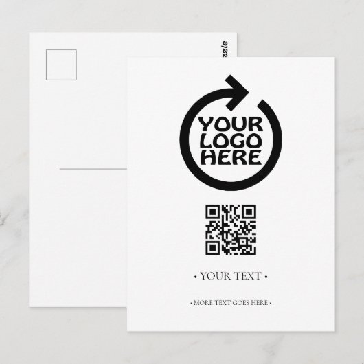 Carte Postale Code et logo QR de votre entreprise (Devant / Derrière)