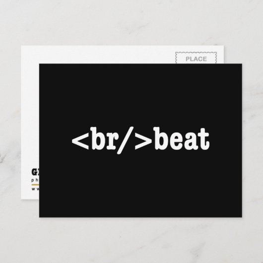 Carte Postale code HTML breakbeat (Devant / Derrière)