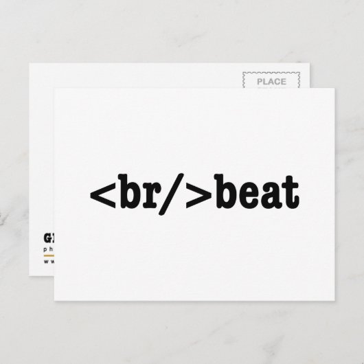Carte Postale code HTML breakbeat (Devant / Derrière)