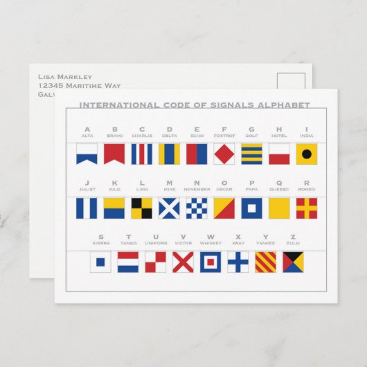 Carte Postale Code international des signaux Alphabet (Devant / Derrière)