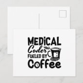 Carte Postale Code médical Fueled by Coffee Programmer Coding (Devant / Derrière)