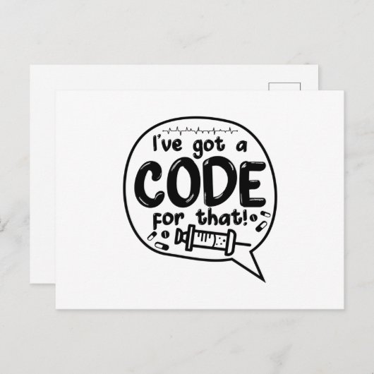 Carte Postale Code Médicale Codage ICD J'ai un code pour ça (Devant / Derrière)