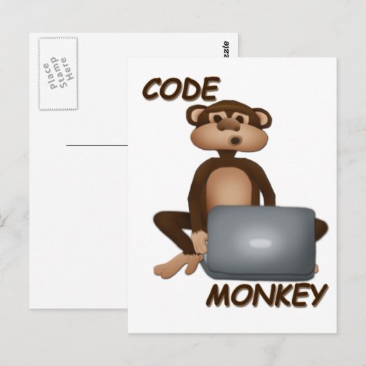 Carte Postale Code Monkey (Devant / Derrière)