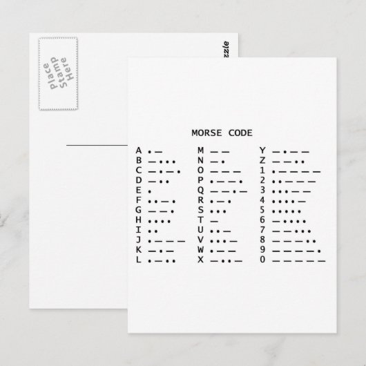 Carte Postale Code Morse (Devant / Derrière)