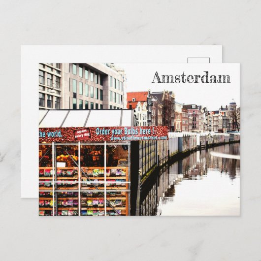 Carte Postale Code postal Amsterdam Flower Market (Devant / Derrière)