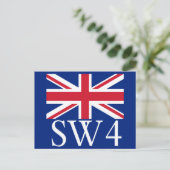 Carte Postale Code postal Londres SW4 avec Union Jack (Debout devant)