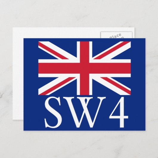 Carte Postale Code postal Londres SW4 avec Union Jack (Devant / Derrière)
