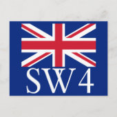 Carte Postale Code postal Londres SW4 avec Union Jack (Devant)
