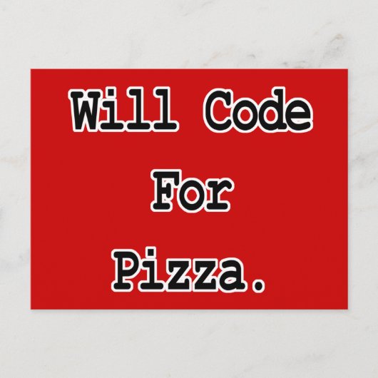 Carte Postale code pour la pizza (Devant)