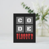 Carte Postale CODE programmeur informatique codée au sang Funny (Debout devant)
