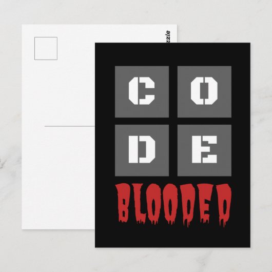 Carte Postale CODE programmeur informatique codée au sang Funny (Devant / Derrière)
