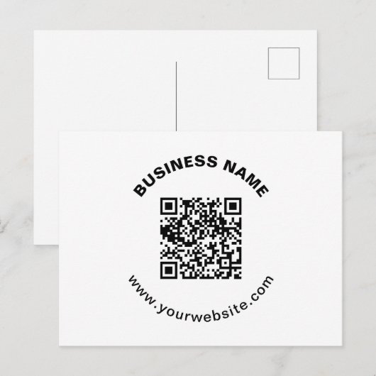 Carte Postale Code QR avec nom d'entreprise Texte circulaire gra (Devant / Derrière)