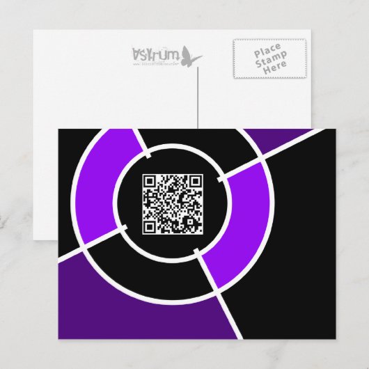 Carte Postale code QR cible violette (Devant / Derrière)