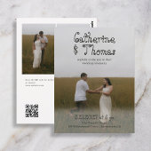 Carte Postale Code QR de 3 photos de mariage rustique chic et éc