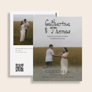 Carte Postale Code QR de 3 photos de mariage rustique chic et éc
