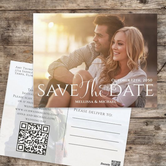 Carte Postale Code QR de budget élégant calligraphie script mari