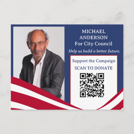 Carte Postale Code QR de collecte de fonds pour une campagne pol (Devant)