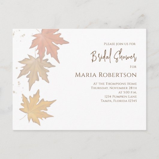 Carte Postale Code QR de la Baby Shower d'Automne avec Feuillage (Devant)