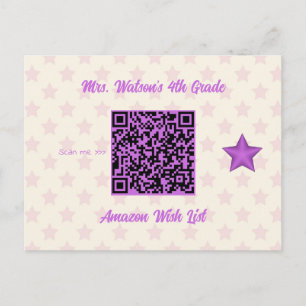 Carte Postale Code QR de liste de souhaits personnalisée pour la