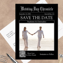 Code QR de mariage de journal classique, date à re