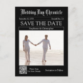 Carte Postale Code QR de mariage de journal classique, date à re (Devant)