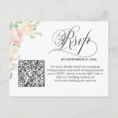 Carte Postale Code QR de réponse au mariage de roses douces élég (Devant)