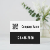 Carte Postale Code QR du Modèle noir et blanc d'entreprise (Debout devant)