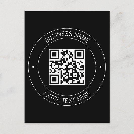Carte Postale Code QR et texte modifiable | Noir et blanc (Devant)