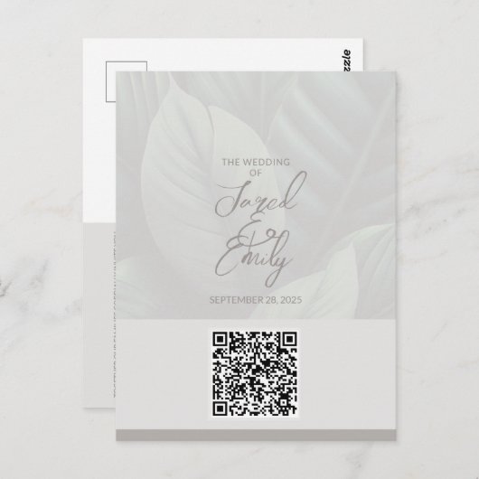 Carte postale Code QR faire-part de mariage (Devant / Derrière)