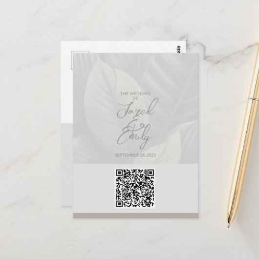 Carte postale Code QR faire-part de mariage (Devant/Arrière en situation)
