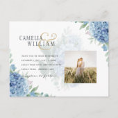 Carte Postale Code QR Faire-part de mariage Blue Hydrangea (Devant)