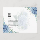 Carte Postale Code QR Faire-part de mariage Blue Hydrangea (Dos)