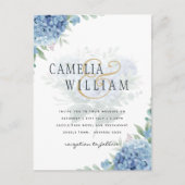 Carte Postale Code QR Faire-part de mariage Blue Hydrangea (Devant)