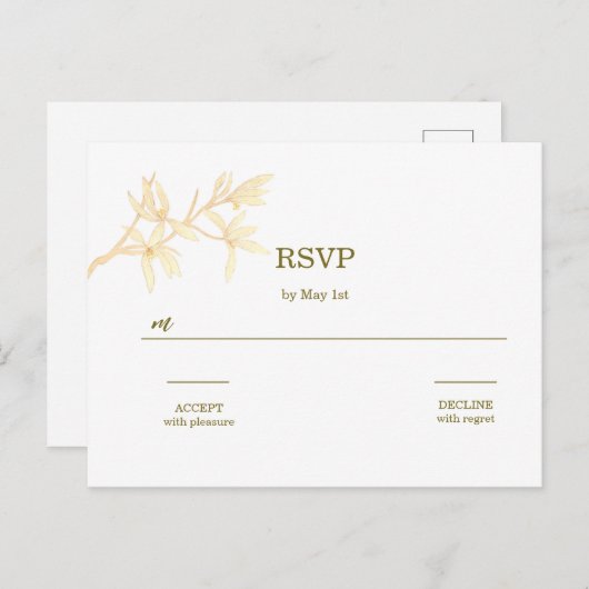 Carte Postale Code QR Fleur intemporel Mariage RSVP (Devant / Derrière)