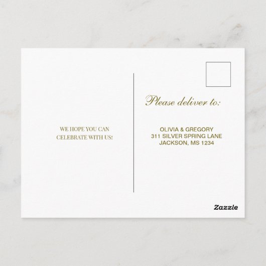 Carte Postale Code QR Fleur intemporel Mariage RSVP (Dos)