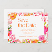 Carte Postale Code QR Mariage moderne rose orange Fleurs (Devant / Derrière)