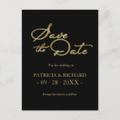 Carte Postale Code QR Mariage Noir et Or Save The Date (Devant)