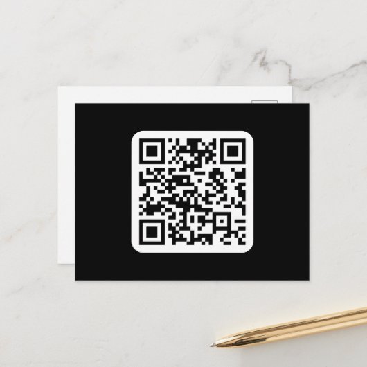 Carte Postale Code QR moderne modifiable | Blanc noir ou toute c (Devant/Arrière en situation)